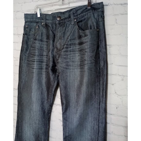 SACRED CULT Men’s Jeans Sz 34x32 Whiskered Embroidered Metallic Straight Leg VGC - Picture 8 of 8